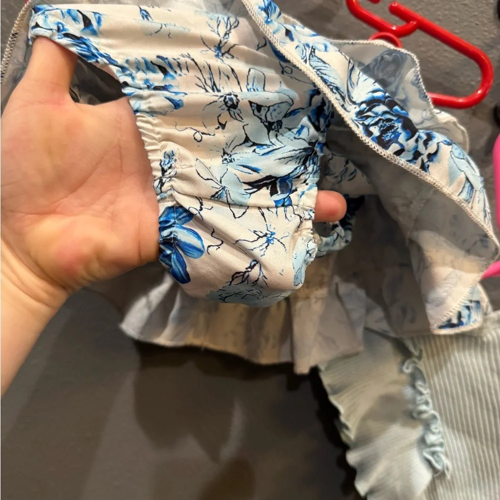 Blue and White Ruffled Kids Outfit
